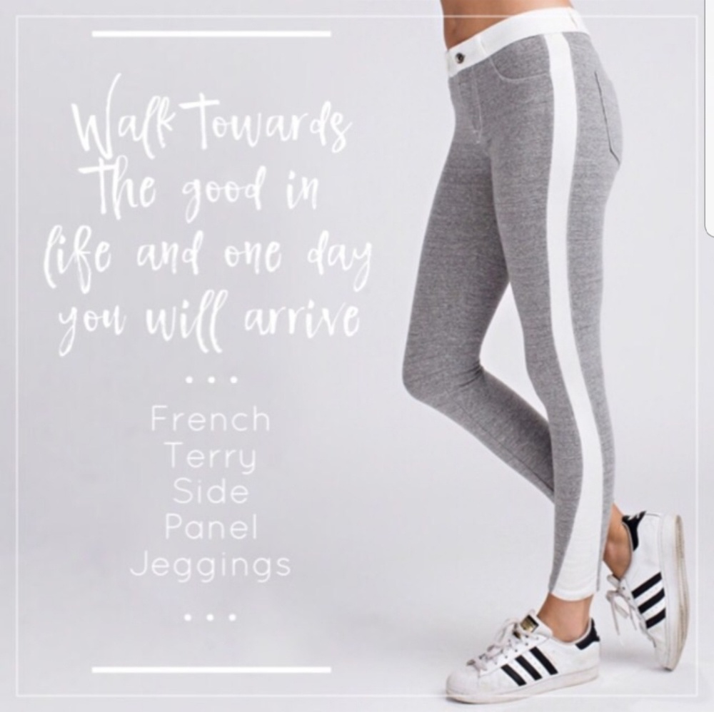LAST 1!💜Gray French Terry Skinny Jogger Leggings - Picture 2 of 6